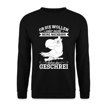 Ob Sie Wollen Oder Nicht Meine Nachbern Lieben Das - Unisex Pullover - Schwarz - Vorne - Alina (178cm) & Michal (187cm)