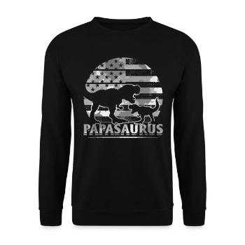 Papa Saurus Papa dinosaure avec américain - Sweat-shirt Unisexe - noir - Devant - Alina (178cm) & Michal (187cm)