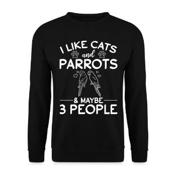 I like cats and parrots & Maybe 3 people - Unisex Sweatshirt - black - Front - Alina (178cm) & Michal (187cm)