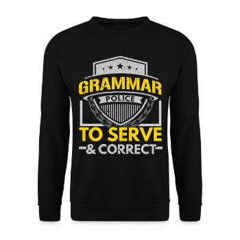 Grammar police to serve and correct Eng - Unisex Sweatshirt - black - Front - Alina (178cm) & Michal (187cm)
