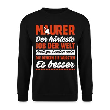 Maurer Lustige Sprüche - Unisex Pullover - Schwarz - Vorne - Alina (178cm) & Michal (187cm)