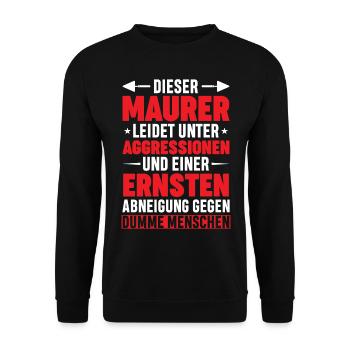 Maurer Lustiger Spruch - Unisex Pullover - Schwarz - Vorne - Alina (178cm) & Michal (187cm)