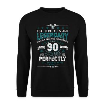 Vintage Legendary - Aged perfectly 90th birthday - Unisex Sweatshirt - black - Front - Alina (178cm) & Michal (187cm)