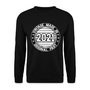 Vintage Made In 2021 Original Part Geburtstag 2021 - Unisex Pullover - Schwarz - Vorne - Alina (178cm) & Michal (187cm)