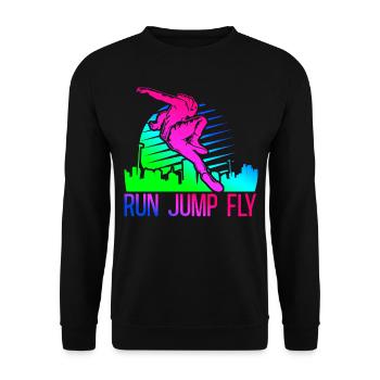 Parkour Free Running Traceur 80S - Unisex Pullover - Schwarz - Vorne - Alina (178cm) & Michal (187cm)