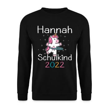 Einschulung 2022 Hannah Einhorn Erstklässler 2022 - Unisex Pullover - Schwarz - Vorne - Alina (178cm) & Michal (187cm)