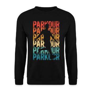 Parkour Free Running Traceur Retro - Sweat-shirt Unisexe - noir - Devant - Alina (178cm) & Michal (187cm)