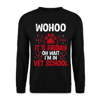 Funny Vet Tech School Friday Vet Tech Student - Unisex Pullover - Schwarz - Vorne - Alina (178cm) & Michal (187cm)