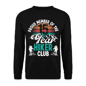 Randonneur de 15 ans Randonnée en montagne Anniversaire 15 - Sweat-shirt Unisexe - noir - Devant - Alina (178cm) & Michal (187cm)