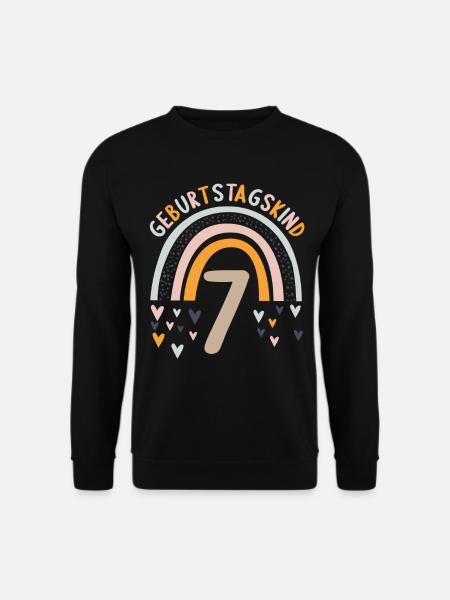7 Jahre Rainbow Regenbogen 7. Geburtstag - Unisex Pullover - Schwarz
