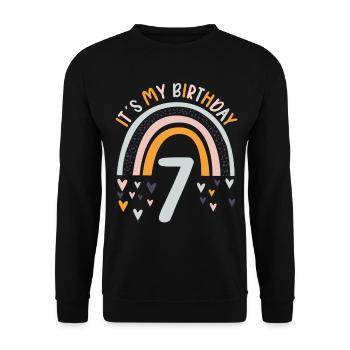 7 years Rainbow Rainbow 7th birthday - Unisex Sweatshirt - black - Front - Alina (178cm) & Michal (187cm)