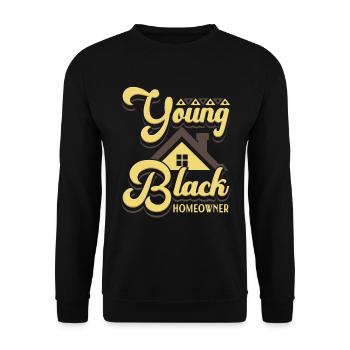 Young Black Homeowner Hausbesitzer Hausbau Bauherr - Unisex Pullover - Schwarz - Vorne - Alina (178cm) & Michal (187cm)