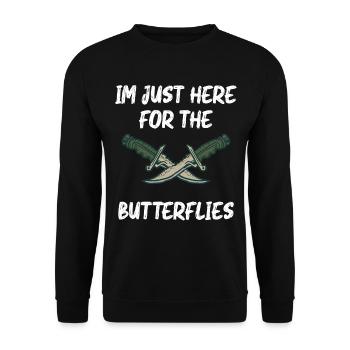 Chez Just Here For The Butterflies Knife Collector - Sweat-shirt Unisexe - noir - Devant - Alina (178cm) & Michal (187cm)