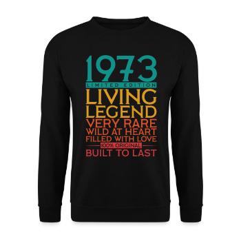 49e anniversaire Cadeau Légende vivante 1973 - Sweat-shirt Unisexe - noir - Devant - Alina (178cm) & Michal (187cm)