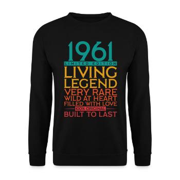 61ème anniversaire Cadeau Légende vivante 1961 - Sweat-shirt Unisexe - noir - Devant - Alina (178cm) & Michal (187cm)
