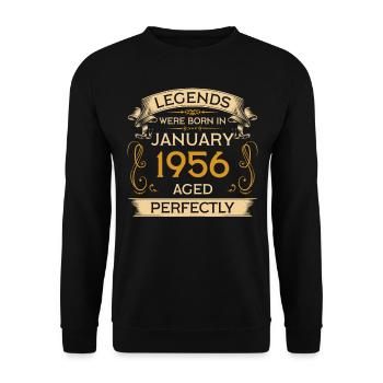 Geburtstag Legends Were Born In Januar 1956 - Unisex Pullover - Schwarz - Vorne - Alina (178cm) & Michal (187cm)