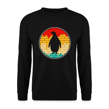 Pingouin rétro - Sweat-shirt Unisexe - noir - Devant - Alina (178cm) & Michal (187cm)