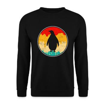 Pingouin rétro - Sweat-shirt Unisexe - noir - Devant - Alina (178cm) & Michal (187cm)