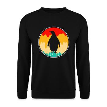 Pingouin Rétro - Sweat-shirt Unisexe - noir - Devant - Alina (178cm) & Michal (187cm)
