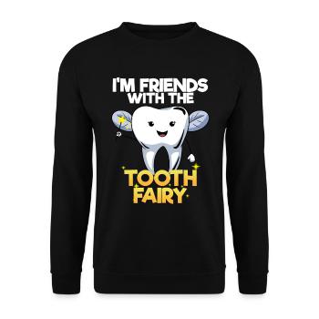 Zahnarzt Zahnarzthelferin Zahnfee I Geschenk - Unisex Pullover - Schwarz - Vorne - Alina (178cm) & Michal (187cm)