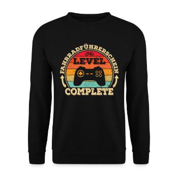 Bicycle test Cycling test Bicycle driving license - Unisex Sweatshirt - black - Front - Alina (178cm) & Michal (187cm)