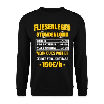 Fliesenleger Spruch Arbeitsshirt Kollegen Geschenk - Unisex Pullover - Schwarz - Vorne - Alina (178cm) & Michal (187cm)