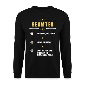 Ich Habe Immer Recht Beamter Beruf Paragraphen - Unisex Pullover - Schwarz - Vorne - Alina (178cm) & Michal (187cm)