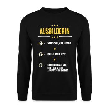 Ich Habe Immer Recht Ausbilderin Beruf Paragraphen - Unisex Pullover - Schwarz - Vorne - Alina (178cm) & Michal (187cm)