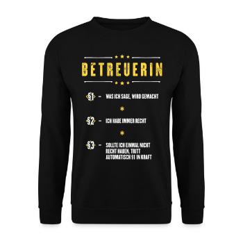 Ich Habe Immer Recht Betreuerin Beruf Paragraphen - Unisex Pullover - Schwarz - Vorne - Alina (178cm) & Michal (187cm)