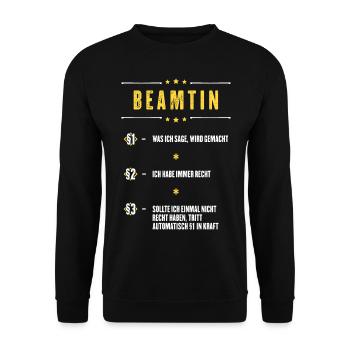 Ich Habe Immer Recht Beamter Beruf Paragraphen - Unisex Pullover - Schwarz - Vorne - Alina (178cm) & Michal (187cm)