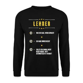 Ich Habe Immer Recht Lehrer Beruf Paragraphen - Unisex Pullover - Schwarz - Vorne - Alina (178cm) & Michal (187cm)