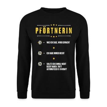 Ich Habe Immer Recht Pförtnerin Beruf Paragraphen - Unisex Pullover - Schwarz - Vorne - Alina (178cm) & Michal (187cm)