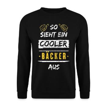 So Sieht Ein Cooler Bäcker Aus Arbeitsshirt - Unisex Pullover - Schwarz - Vorne - Alina (178cm) & Michal (187cm)