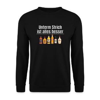 Unterm Strich ist alles besser - Unisex Pullover - Schwarz - Vorne - Alina (178cm) & Michal (187cm)