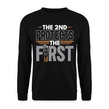 The 2nd protects the first second amendment USA - Unisex Sweatshirt - black - Front - Alina (178cm) & Michal (187cm)