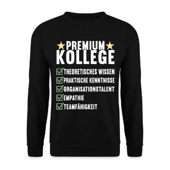 Abschiedsgeschenk Jobwechsel Kollege - Unisex Pullover - Schwarz - Vorne - Alina (178cm) & Michal (187cm)