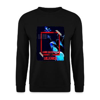 Geige Design im grunge Punk Look Geigenspieler - Unisex Pullover - Schwarz - Vorne - Alina (178cm) & Michal (187cm)