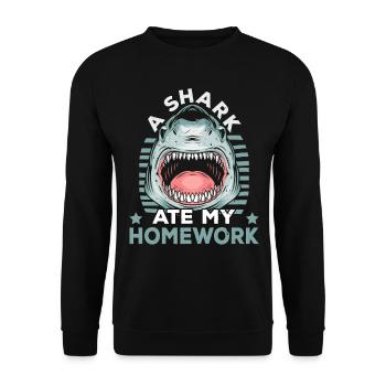 Un requin a mangé mes devoirs Mers de requins - Sweat-shirt Unisexe - noir - Devant - Alina (178cm) & Michal (187cm)