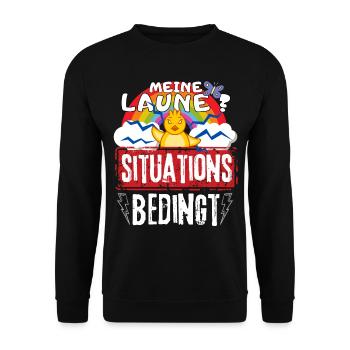 miese Laune Choleriker und Stimmungsschwankungen - Unisex Pullover - Schwarz - Vorne - Alina (178cm) & Michal (187cm)