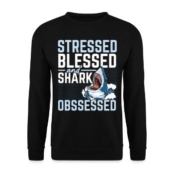 Stressé, béni et obsédé par les requins Meeresb - Sweat-shirt Unisexe - noir - Devant - Alina (178cm) & Michal (187cm)