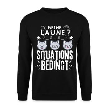 miese Laune Choleriker und Katzen - Unisex Pullover - Schwarz - Vorne - Alina (178cm) & Michal (187cm)