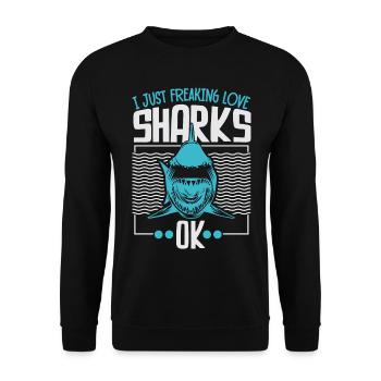 I just love sharks marine biology sea - Unisex Sweatshirt - black - Front - Alina (178cm) & Michal (187cm)