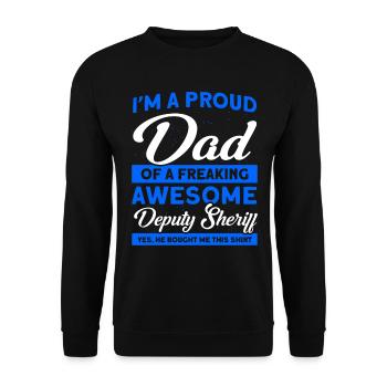 Stolzer Papa Hilfssheriff Papa Vater - Unisex Pullover - Schwarz - Vorne - Alina (178cm) & Michal (187cm)