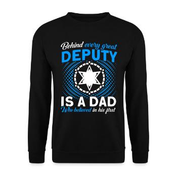 Papa Shérif adjoint Papa Père - Sweat-shirt Unisexe - noir - Devant - Alina (178cm) & Michal (187cm)