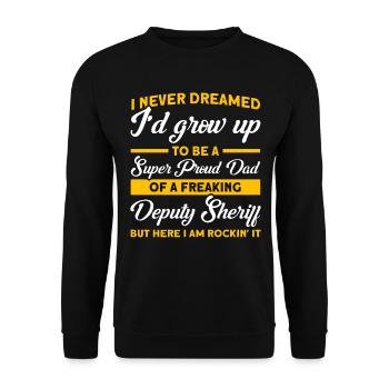 Papa Hilfssheriff Papa Vater - Unisex Pullover - Schwarz - Vorne - Alina (178cm) & Michal (187cm)