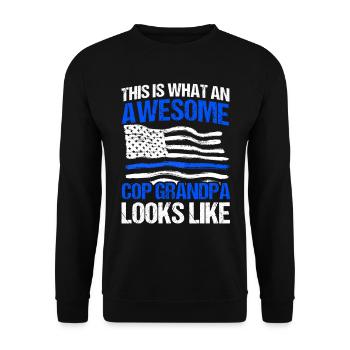 Policier américain Police Police Grand-père - Sweat-shirt Unisexe - noir - Devant - Alina (178cm) & Michal (187cm)