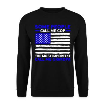 Policier américain Police Police Grand-père - Sweat-shirt Unisexe - noir - Devant - Alina (178cm) & Michal (187cm)