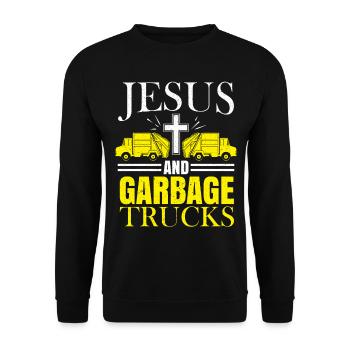 Jesus and garbage truck garbage collector recycling - Unisex Sweatshirt - black - Front - Alina (178cm) & Michal (187cm)