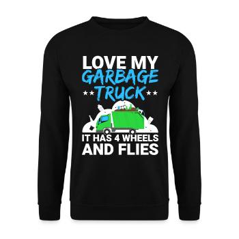 Liebe meinen Müllwagen Müllsammler Recycling - Unisex Pullover - Schwarz - Vorne - Alina (178cm) & Michal (187cm)