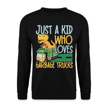 Just a kid who loves garbage trucks and recycling - Unisex Sweatshirt - black - Front - Alina (178cm) & Michal (187cm)